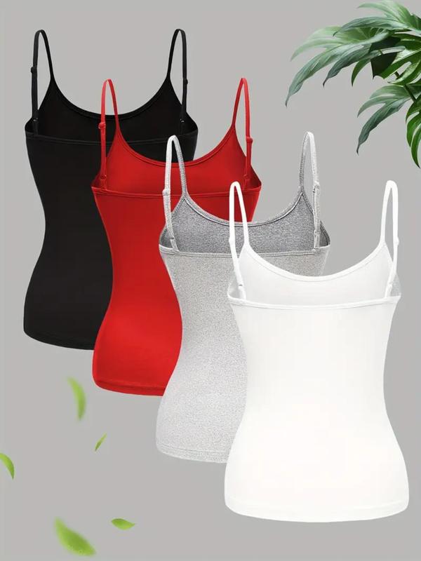 Womenswear Solid Cami Top, Girly Clothing, Casual Adjustable Spaghetti Strap Top for Daily Wear, Minimalist Ladies Clothes for All Seasons